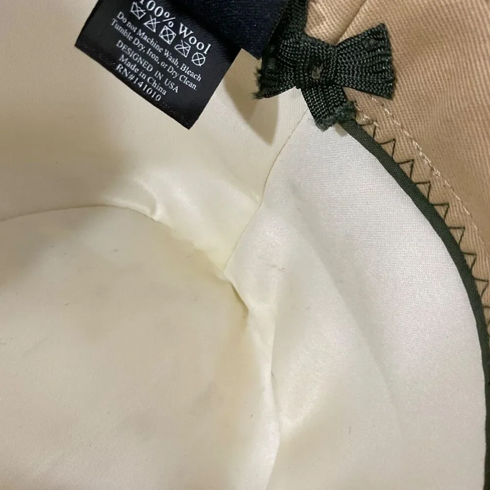 Olive & Pique off white Wool Felt Wide Brim Rancher Hat Tan Band Adjustable OSFM